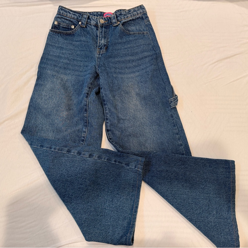 Edikted Dark Blue Straight Leg Jeans